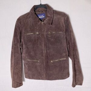 Vintage Y2K B.U.M. Equipment Brown Genuine Leather Suede Jacket XL